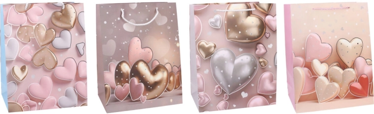 Pungă cadou din hârtie mărimea S cu motiv de inimioare 18 × 23 × 10 cm