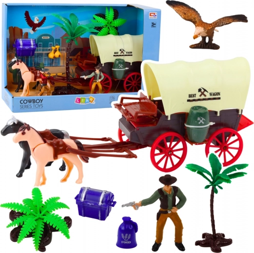 Set de cowboy cu căruță western și figurine