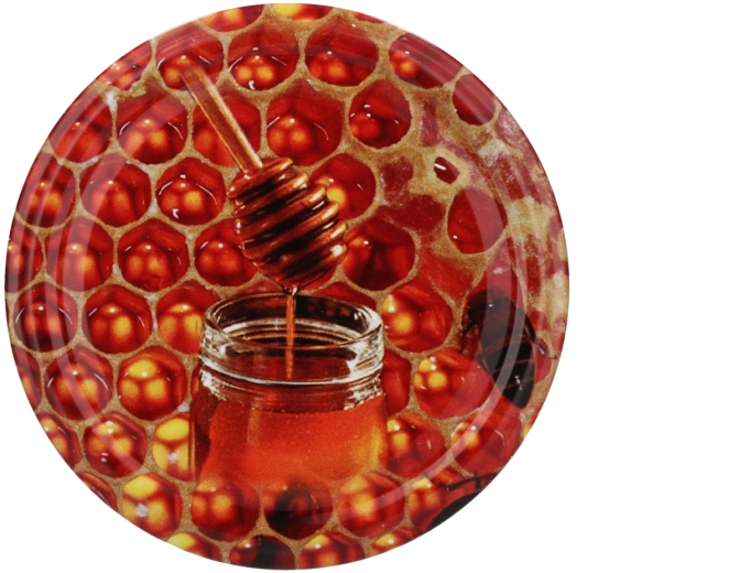 Set capace pentru conserve 82 mm cu motiv de miere și albine, 10 buc