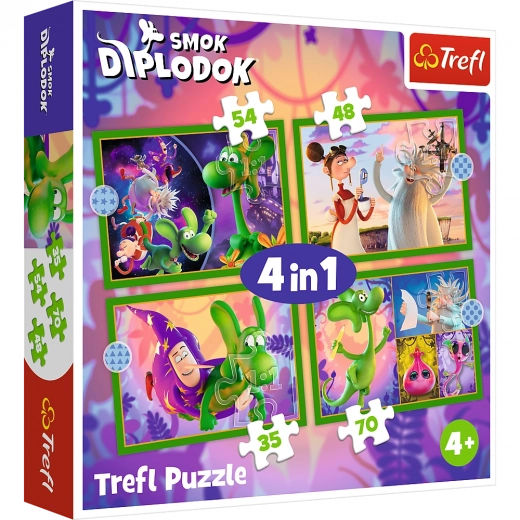 Puzzle 4v1 Lumea Dragonului Diplodok