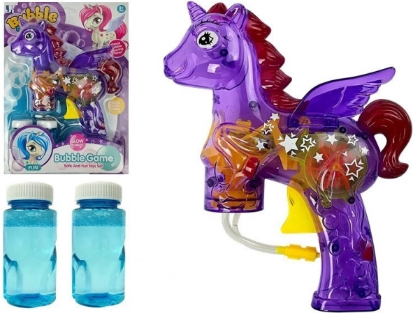 Pistol cu spumă de săpun unicorn mov