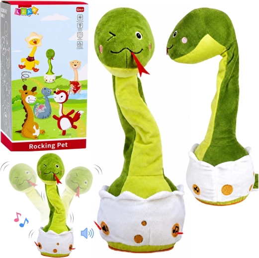 Șarpe de pluș dansator – jucărie muzicală interactivă cu sunete (verde)