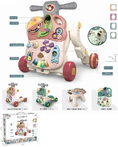 Premergător roz din lemn pentru copii cu activități interactive