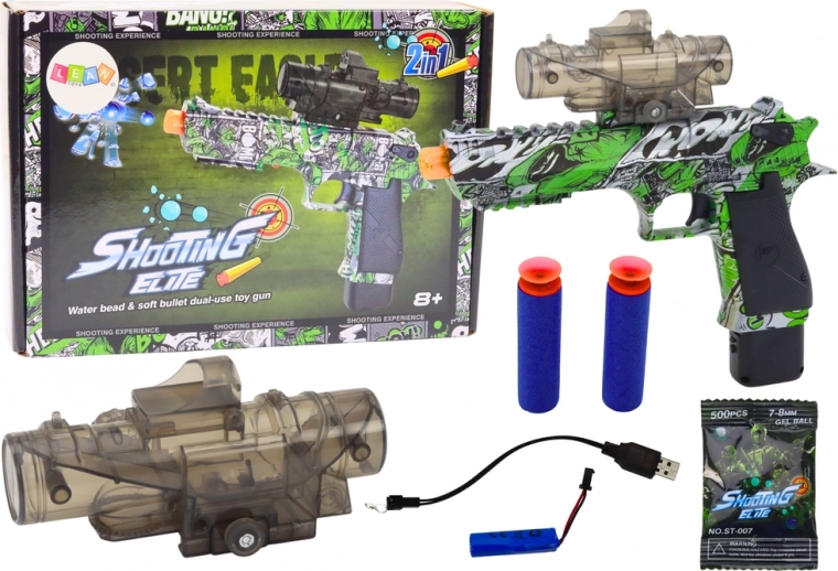 Pistol electric cu bile de apă Arrows 2 în 1 Verde