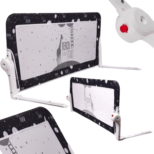 Barieră de siguranță rabatabilă pentru pat 150 cm – negru