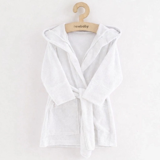 Halat de baie din frotté pentru copii cu glugă New Baby, alb (92/98)