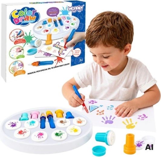 Set magic de pictură WOOPIE cu carioci și ștampile, 26 de piese