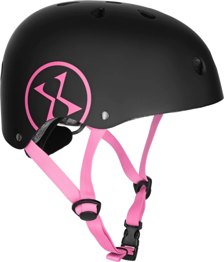 Cască pentru bicicletă și role NILS Extreme negru/roz – S (52-56 cm)