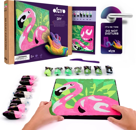 Okto Flamingo – set artistic de pictură cu pastă după numere 29 × 29 cm