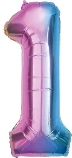 Balon din folie numărul 1, curcubeu, 85 cm