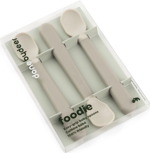 Done by Deer lingurițe pentru copii Easy-grip Foodie, culoare nisipie, 3 buc.
