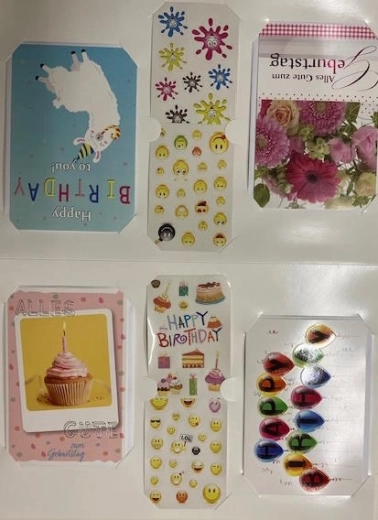 Set de felicitări aniversare și autocolante (8 buc.) - 1 bucată