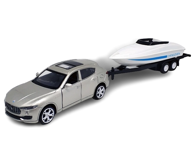 Model metalic Maserati Levante SUV cu remorcă pentru barcă 1:43