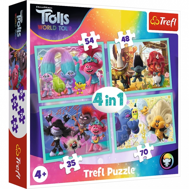 Puzzle TREFL Trolii 2: Turneul mondial 4în1 (35, 48, 54, 70 piese)