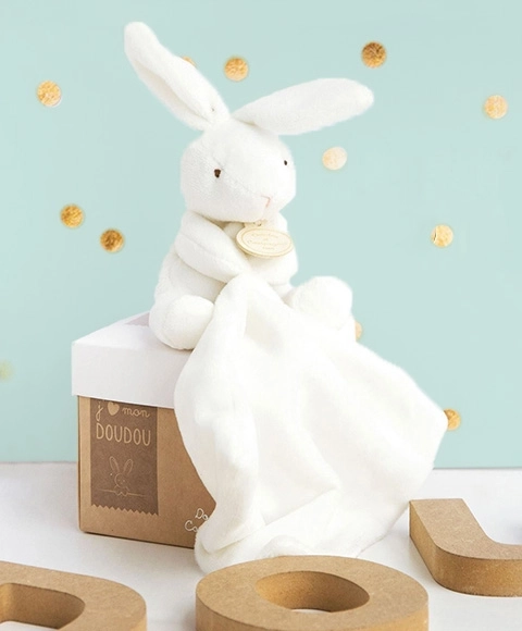 Doudou set cadou - iepuraș cu paturică 10 cm
