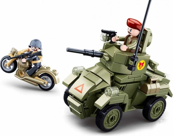 Sluban Al Doilea Război Mondial vehicul blindat mic set de construcție