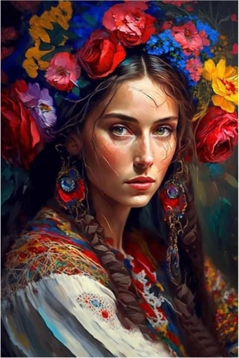 Pictură cu diamante – femeie slavă 30 × 40 cm