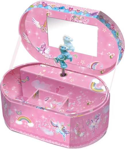 Cutiă de bijuterii muzicală cu unicorn – ovală