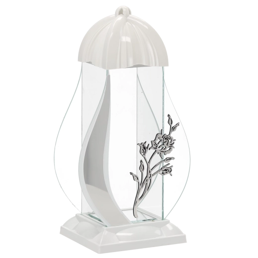 Felinar funerar M Trandafir alb 39 cm