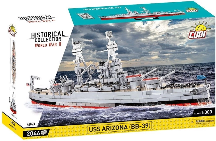 Set de construcție COBI USS Arizona BB-39 – cuirasat 1:300 (2046 piese)