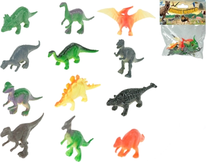 Set de figurine dinozauri 5 cm, 12 specii, 12 bucăți în săculeț