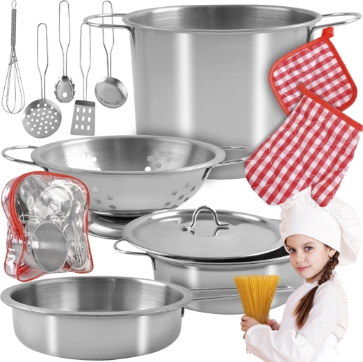 Set metalic de oale pentru copii cu rucsac transparent (13 piese)
