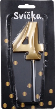 Lumânare de petrecere Aurie cifră 4