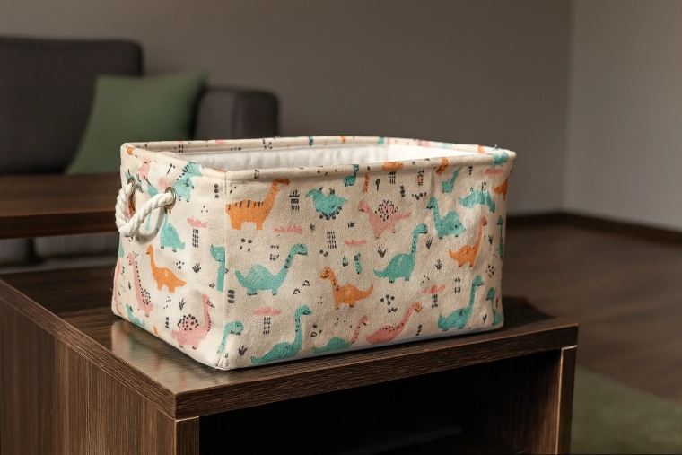 Coș textil pentru jucării cu dinozauri 30 × 40 × 21 cm