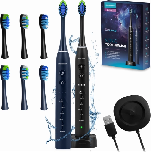Periuță de dinți electrică sonică BERDSEN Galaxy Duo – set 2 bucăți