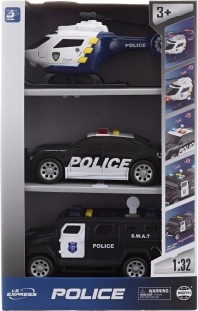 Set de mașini de poliție și elicopter cu sunet și lumină pe baterii