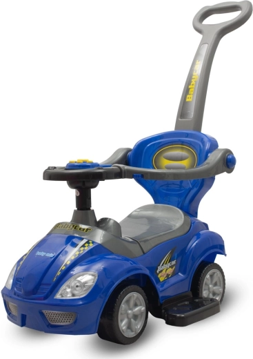 Trotinetă fără pedale 3 în 1 pentru copii cu bară de ghidare Baby Mix Mega Car – albastru