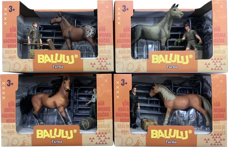 BALULU set de joacă cu cal, îngrijitor și accesorii - 1 bucată