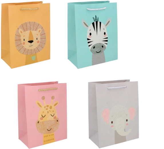 Pungă cadou colorată cu animăluțe 23 × 18 × 10 cm