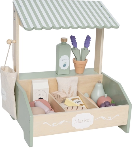 Jabadabado mini market – stand din lemn cu alimente