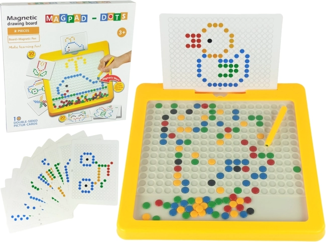 Tablă magnetică cu 100 de mărgele galbenă