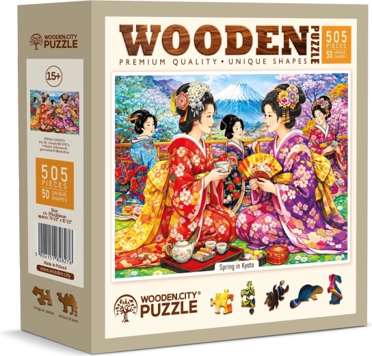 WOODEN CITY puzzle din lemn Primăvara în Kyoto, 505 piese