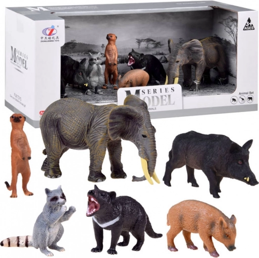 Set figurine animale safari - elefant, raton, suricată – B