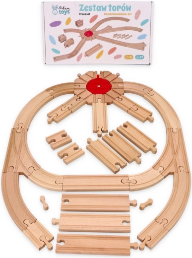Set din lemn de șine 37 piese Adam Toys