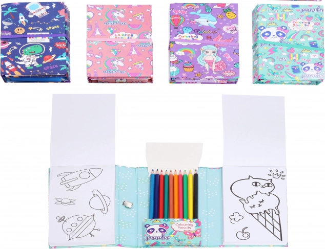 Cărți de colorat de călătorie 2x30 foi + 10 creioane colorate