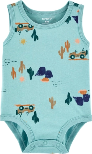 Body din bumbac Carter’s fără mâneci Blue Jeep pentru băieți (6 luni)
