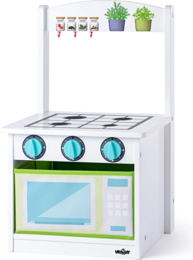 Scăunel pentru copii cu spațiu de depozitare și aragaz
