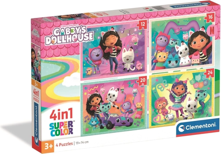 Puzzle CLEMENTONI Casa fermecată a lui Gabi 4în1 (12–24 piese)