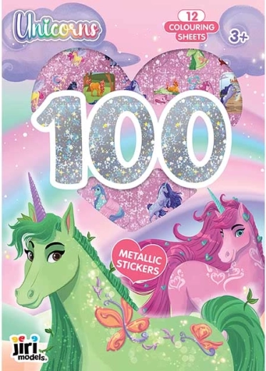 Autocolante metalice și planșe de colorat cu unicorni (100+ buc.)