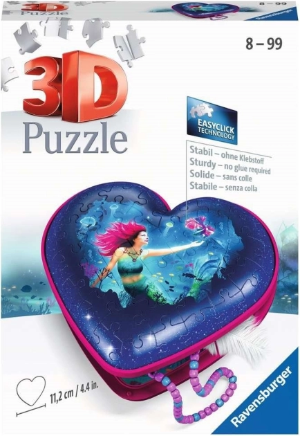 RAVENSBURGER Puzzle 3D inimă sirenă – cutie de bijuterii, 54 piese