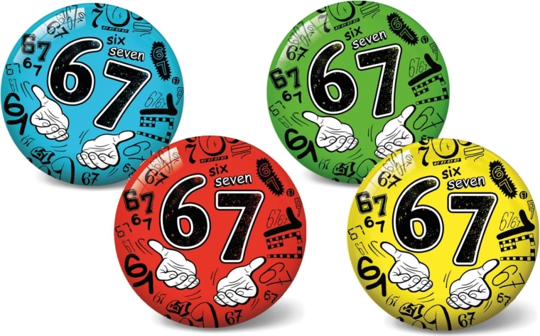 Minge gonflabilă 11 cm Six Seven – minge educativă cu numere, 4 culori