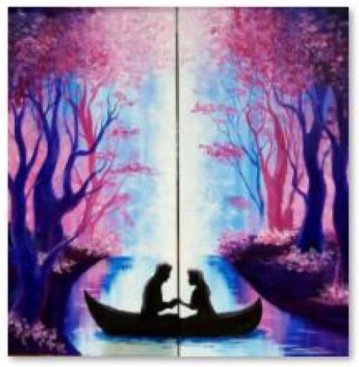 Pictură cu diamante (diamond painting) cuplu îndrăgostit 30 × 30 cm - 1 bucată