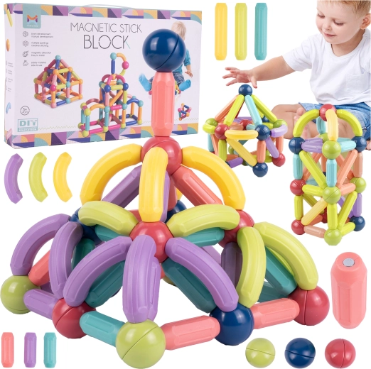 Set de construcție magnetică piciorușe și tuburi 120 piese