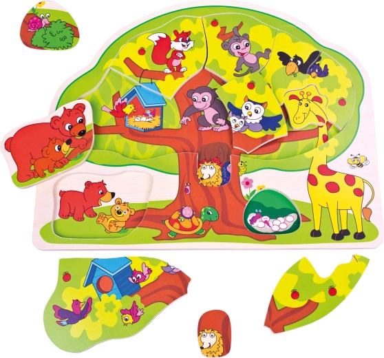 Puzzle din lemn Bino cu animăluțe vesele