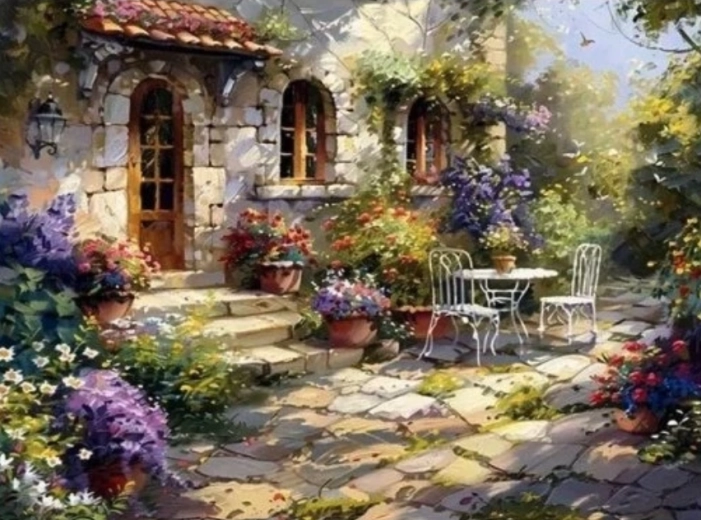 Pictură cu diamante Terasă de piatră 30 × 40 cm