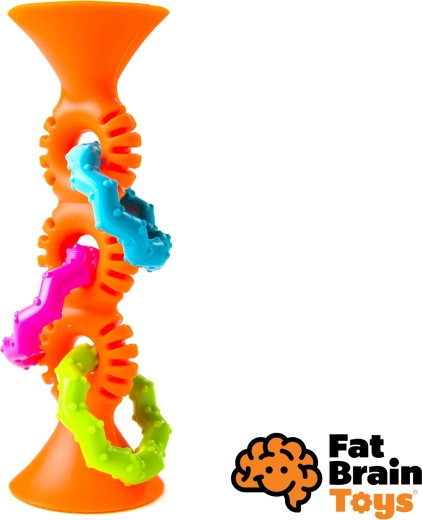 Jucărie zornăitoare și jucărie de dentiție portocalie Fat Brain pipSquiz Loops